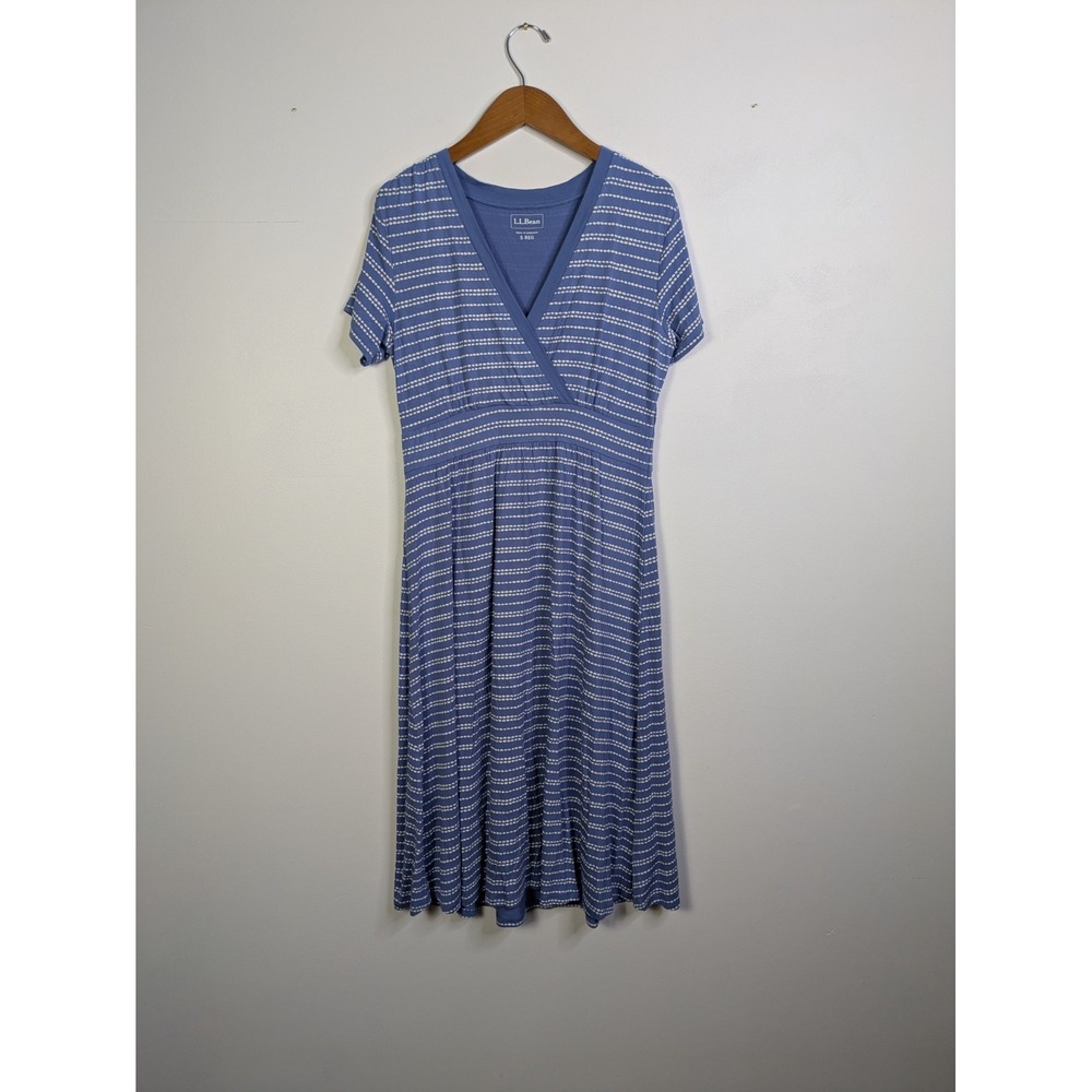 LL Bean Knit Dress Womens Small Empire Waist Summer Comfort Casual Coastal